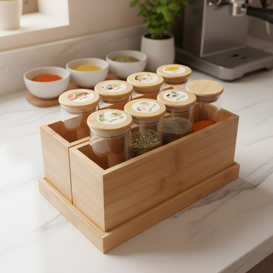 Wooden Organizer 2-Sections with Base